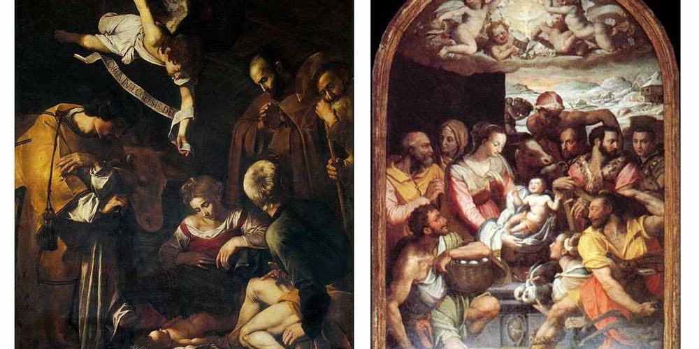 Carini, “Dies Natalis”: confronto tra la tela l’Adorazione di pastori di Alessandro Allori e la Natività di Caravaggio