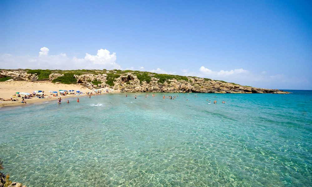 Acqua cristallina a Calamosche. È una delle spiagge più belle della Sicilia, situata nella riserva naturale di Vendicari a sud di Siracusa